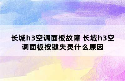 长城h3空调面板故障 长城h3空调面板按键失灵什么原因